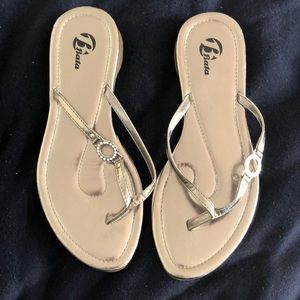 Bata Silver sandals with gem